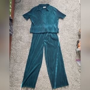 Joie Emerald Pleated Pants & Top Pajama Set M